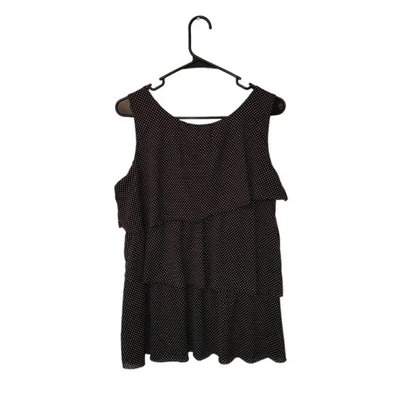 Women's Chaus Black with Small White Polka Dots Top Size Medium - Picture 2 of 3